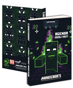 Agenda scolaire journalier 2026/2027 La plume dorée - 12 x 17 cm - Minecraft