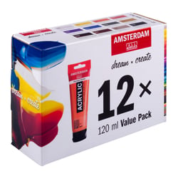 Lot de 12 tubes 120 mL de peinture acrylique Amsterdam Standard Series