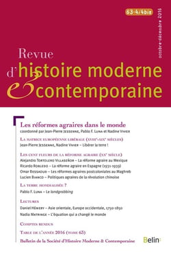 Revue d'Histoire Moderne et Contemporaine : novembre 2016 Tome 4