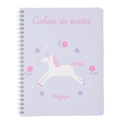 Cahier de textes à spirale 2026/2027 - Licorne - 17 x 22 cm - Cultura