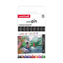 Lot de 8 feutres pointes multiples - Uni-Pin - Couleurs assorties - Life in color