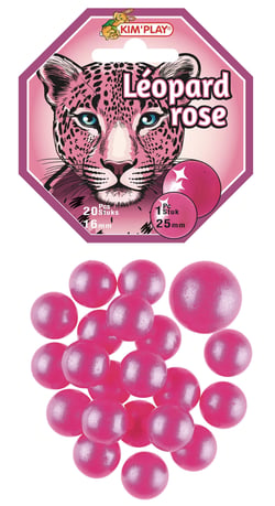 Lot de 20 billes + 1 boulet - Kim'Play - Léopard rose