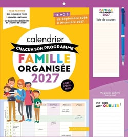 Calendrier chacun son programme famille organisée - Rigide (édition 2027)