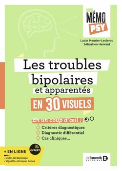 Mon mémo psy : Les troubles bipolaires et apparentés en 30 visuels : Critères diagnostiques, diagnostic différentiel, cas cliniques en un coup d'oeil