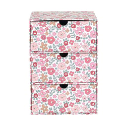 Organiseur 3 tiroirs - Floral - 15,5 x 9,5 x 22 cm - Cultura