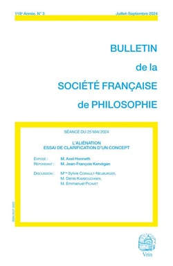 Bulletin de la Société française de philosophie n.118 : L'aliénation : Essai de clarification d'un concept (édition 2024)