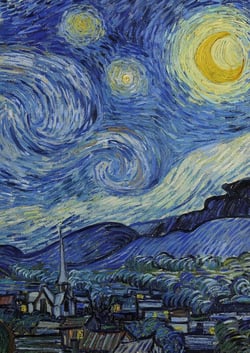 Notizbuch A4 kariert - 100 Seiten Soft Cover - van Gogh Sternennacht - FSC Papier : Notebook A4 Karo - 90g/m² kariertes Papier