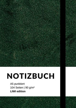 Notizbuch A5 punktiert grün - 100 Seiten 90g/m² - Soft Cover - FSC Papier : Notebook A5 dotted / gepunktet