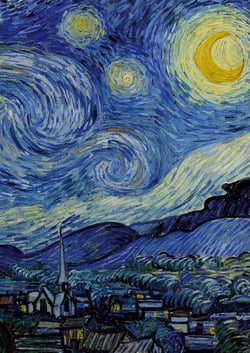 Notizbuch A4 liniert - 100 Seiten Soft Cover - van Gogh Sternennacht - FSC Papier : Notebook A4 Linien - 90g/m² kariertes Papier