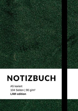 Notizbuch A5 kariert - 100 Seiten 90g/m² - Soft Cover grün - FSC Papier : Notebook A5 kariert ohne Rand