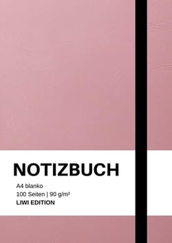 Notizbuch A4 blanko rosa - 100 Seiten Soft Cover - FSC Papier : Notebook A4 weißes Papier unliniert - 90g/m²