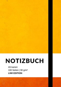 Notizbuch A5 kariert - 100 Seiten 90g/m² - Soft Cover - FSC Papier : Notebook A5 kariert ohne Rand