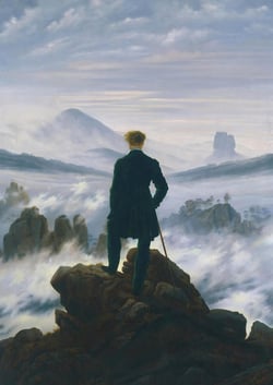 Notizbuch A4 kariert - 100 Seiten Soft Cover - Caspar David Friedrich: Der Wanderer über dem Nebelmeer : Notebook A4 Karo - 90g/m² kariertes Papier