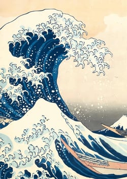 Notizbuch A4 dotted - 100 Seiten Soft Cover - Hokusai: Die große Welle vor Kanagawa : Bullet Journal A4 punktiert - 90g/m² - FSC Papier - Katsushika Hokusai