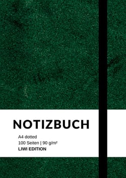 Notizbuch A4 dotted - 100 Seiten Soft Cover - grün - FSC Papier : Bullet Journal A4 punktiert - 90g/m²