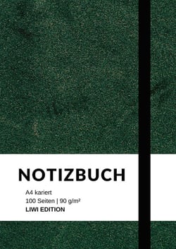 Notizbuch A4 kariert - 100 Seiten Soft Cover grün - FSC Papier : Notebook A4 Karo - 90g/m² kariertes Papier