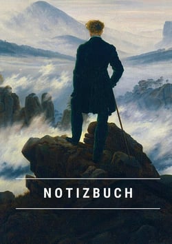 Notizbuch klein A5 Blanko - Notizheft 44 Seiten 90g/m² - Softcover Caspar David Friedrich "Der Wanderer über dem Nebelmeer" - FSC Papier : Notebook A5 Blanko weißes Papier