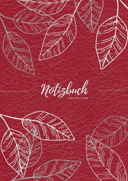 Notizbuch Tagebuch A5 liniert - 100 Seiten 90g/m² - Soft Cover - Silberne Blätter auf rot - FSC Papier : Notebook - Diary - A5 - Paperback