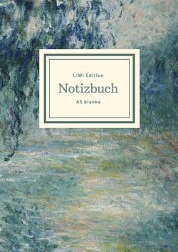 Notizbuch schon gestaltet mit Leseband - A5 Hardcover blanko - 100 Seiten 90g/m² - Motiv "Morgen an der Seine", Monet - FSC Papier : Notebook A5 - Hardcover blanko - Claude Monet - Morning on the Seine