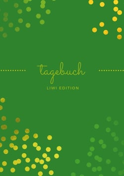 Tagebuch schon A5 liniert - 100 Seiten 90g/m² - Soft Cover goldene Punkte grün - FSC Papier : Diary - A5 lined - white paper
