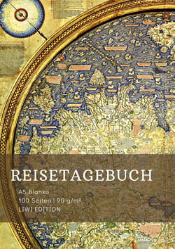 Reisetagebuch zum Selberschreiben - A5 blanko - 100 Seiten 90g/m² - Soft Cover - Motiv Weltkarte Mappa Mundi - FSC Papier : Reisebuch - Adventure Book für Weltenbummler - Notizbuch / Notebook / Journey Book A5 blanko