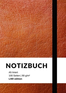 Notizbuch A5 liniert - 100 Seiten 90g/m² - Soft Cover braun - FSC Papier : Notebook A5 liniert weißes Papier