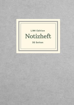 Dünnes Notizheft A5 liniert - Notizbuch 30 Seiten 90g/m² - Softcover grau - FSC Papier : Notebook A5 liniert - weißes Papier