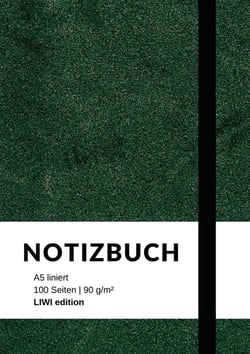 Notizbuch A5 liniert - 100 Seiten 90g/m² - Soft Cover grün - FSC Papier : Notebook A5 liniert weißes Papier