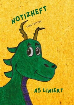 Dünnes Notizheft für Kinder - A5 liniert - Softcover Drache - FSC Papier : Notebook A5 liniert - weißes Papier