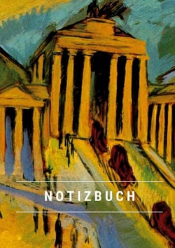 Notizbuch klein A5 Blanko - Notizheft 44 Seiten 90g/m² - Softcover Ernst Ludwig Kirchner "Brandenburger Tor" Berlin - FSC Papier : Notebook A5 Blanko weißes Papier