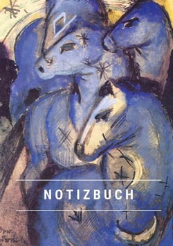 Notizbuch klein A5 Blanko - Notizheft 44 Seiten 90g/m² - Softcover Franz Marc "Der Turm der blauen Pferde" - FSC Papier : Notebook A5 Blanko weißes Papier