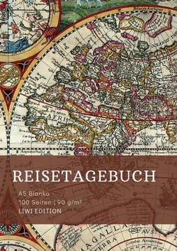 Reisetagebuch zum Selberschreiben - A5 blanko - 100 Seiten 90g/m² - Soft Cover - Motiv Weltkarte - FSC Papier : Reisebuch - Adventure Book für Weltenbummler - Notizbuch / Notebook / Journey Book A5 blanko