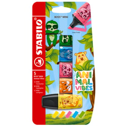 Lot de 5 surligneurs - STABILO - Couleurs assorties - Boss Mini Animal Vibes