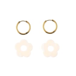 Kit boucles d’oreilles Créalia - Acier inoxydable - Fleur blanche nacrée