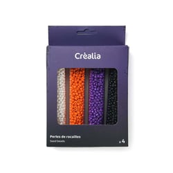 Lot de 4 tubes de perles rocailles - Blanc, noir, orange, violet - Créalia