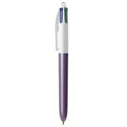 Stylo bille 4 couleurs BIC - Pearl violet - Bleu, rouge, vert, noir - Pointe moyenne