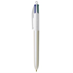 Stylo bille 4 couleurs BIC - Pearl gris - Bleu, rouge, vert, noir - Pointe moyenne