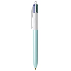Stylo bille 4 couleurs BIC - Pearl - Pointe moyenne - Corps bleu clair