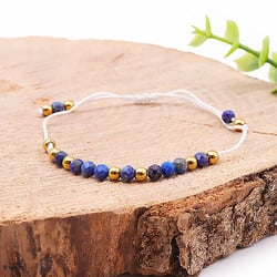Bracelet réglable lapis lazuli Camille Ambiance Nature - Blanc