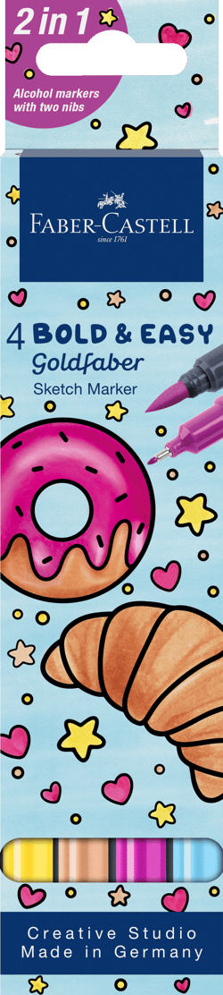Lot de 4 feutres Faber Castell - Bold & Easy Sketch Marker Goldfaber II