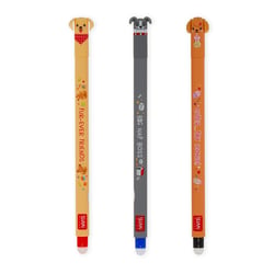 Lot de 3 stylos gel effaçable Legami - Fur ever Friends Chiens - Pointe moyenne