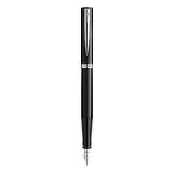 Stylo plume Waterman® Allure Impression Noir CT - Laque noire avec finition palladium - Plume moyenne en acier inoxydable - Avec une cartouche bleue