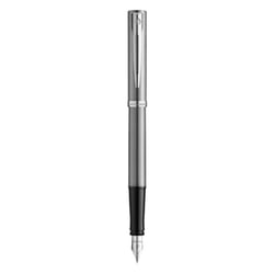 Stylo plume Waterman® Allure Impression Acier CT - Acier inoxydable avec finition palladium - Plume moyenne en acier inoxydable - Avec une cartouche bleue