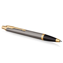 Stylo bille Parker® IM - Laque grise avec finitions or - Pointe moyenne - Avec une recharge d'encre bleue