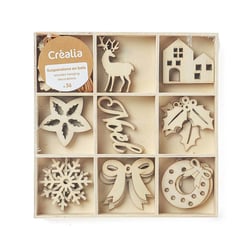 Assortiment de suspensions en bois – Motifs de Noël (36 pièces)