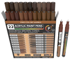Set de 22 marqueurs à peinture acrylique Tooli-Art - Pointe extra-fine 07 mm - Marron