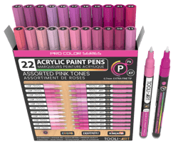 Lot de 22 marqueurs à peinture acrylique Tooli-Art - Pointe extra-fine 07 mm - Rose