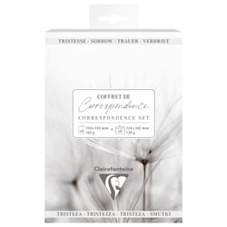 Coffret de correspondance Clairefontaine - Condoléances - 8 enveloppes Pollen C6 114 x 162 mm 120 g/m²  et 8 cartes pliées 110 x 155m 185 g/m² 