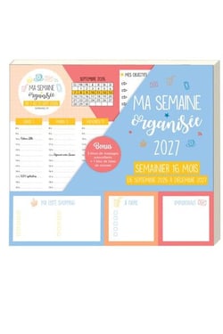 Ma semaine organisée : semainier de 16 mois : De septembre à décembre (édition 2026/2027)