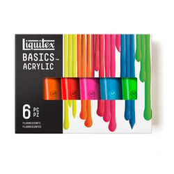 Lot de 6 tubes 118 ml de peinture Liquitex Basics - acrylique - Couleurs fluorescentes